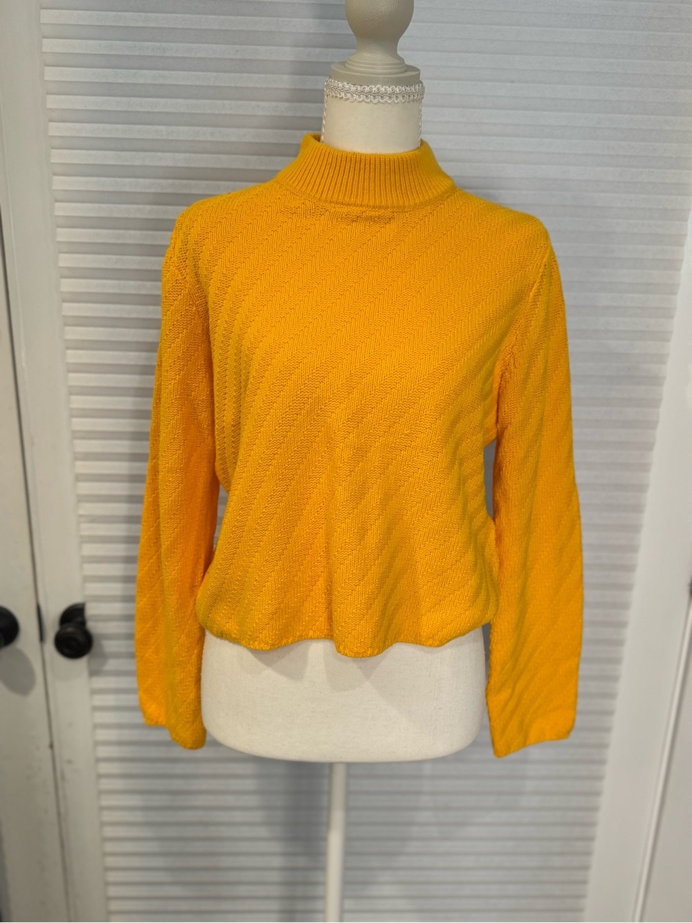 Selected Femme Bright Yellow Knit Mock Neck Sweater 0928